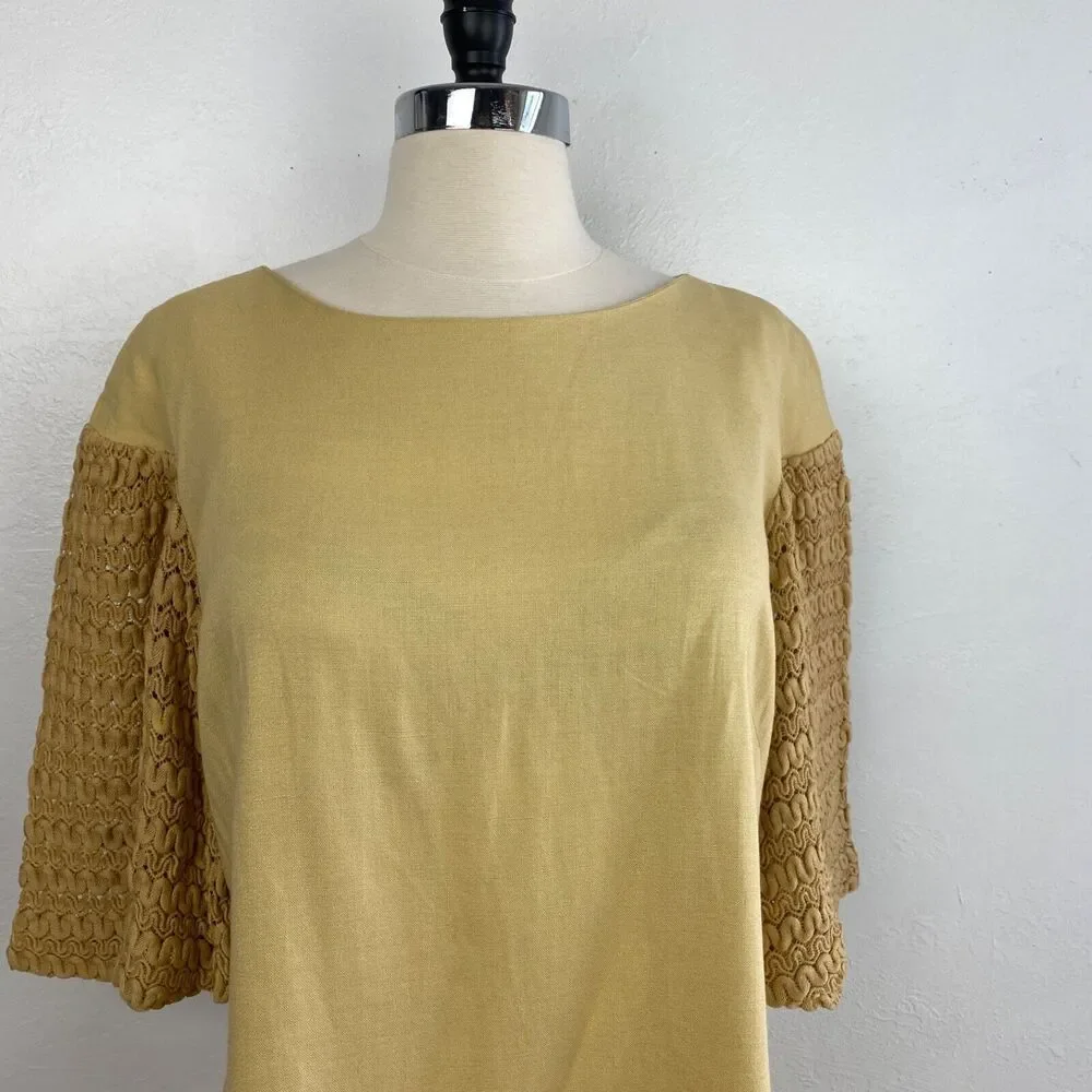 Vintage 60s Martin Berens Goldenrod Mustard Shift Dress Large Tall Juniors